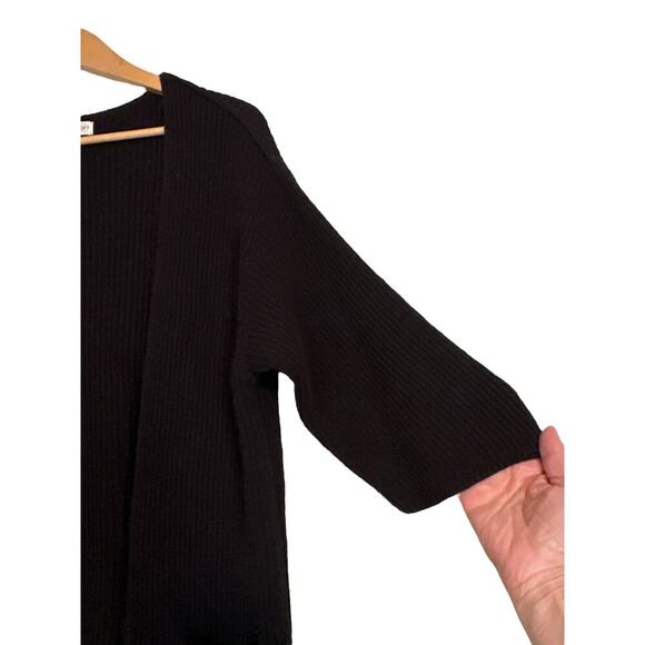 Lou & Grey for LOFT Women Ribbed Knit Open Front Cardigan Sweater Size XL Black - Picture 3 of 7